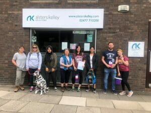 Staff from Alsters Kelley solicitors do charity walk to raise money for Coventry Haven