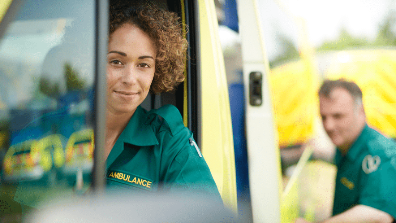 uk ambulance vehicle flashing red lights