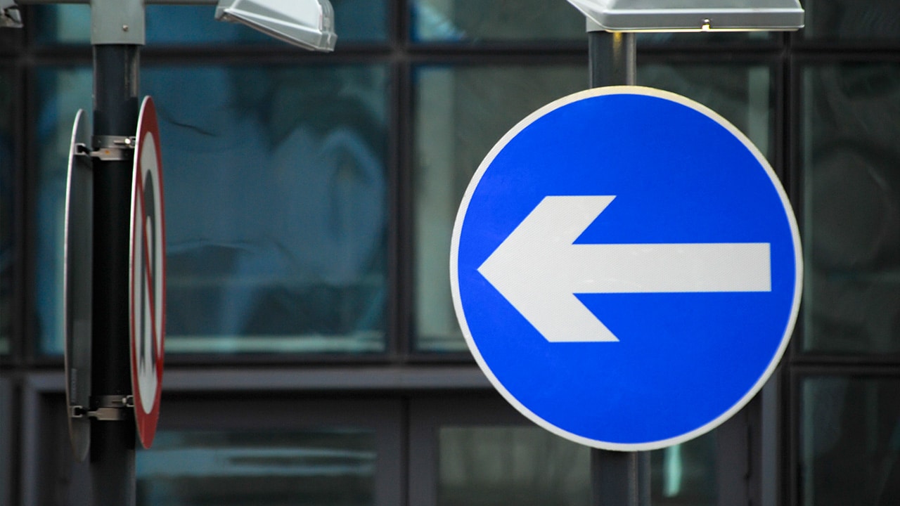 Picture showing blue circle direction sign