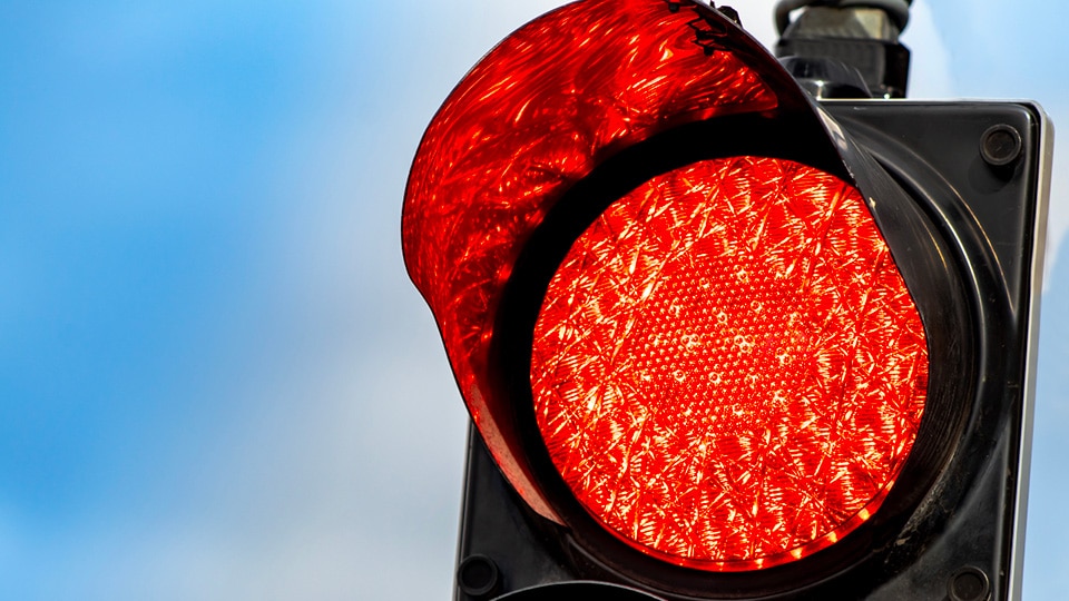 photo of red traffic light in England