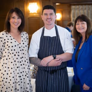 Ladies First Networking Lunch: Chef with two women in restaurant