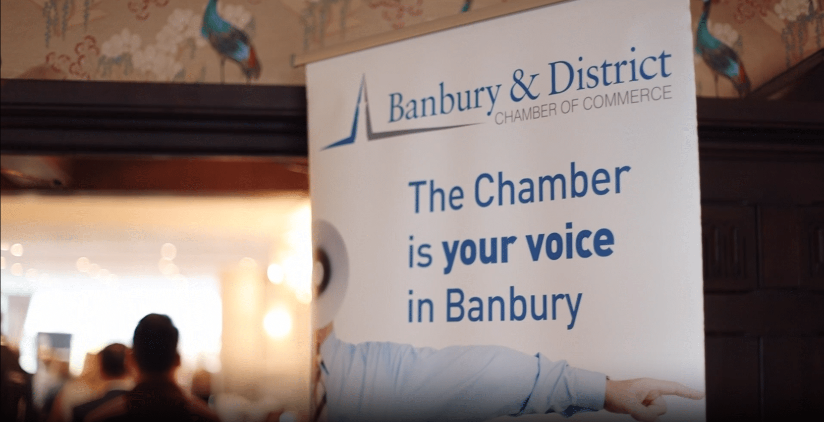 Banner with Banbury Chamber of Commerce logo, "The Chamber is your voice in Banbury.