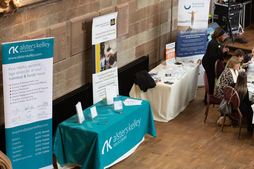 Alsters Kelley solicitors stand at Ladies First Networking event, February 2026.