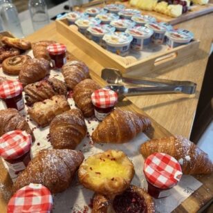 Banbury Chamber of Commerce event spread: croissants, pastries, jams, and fruit